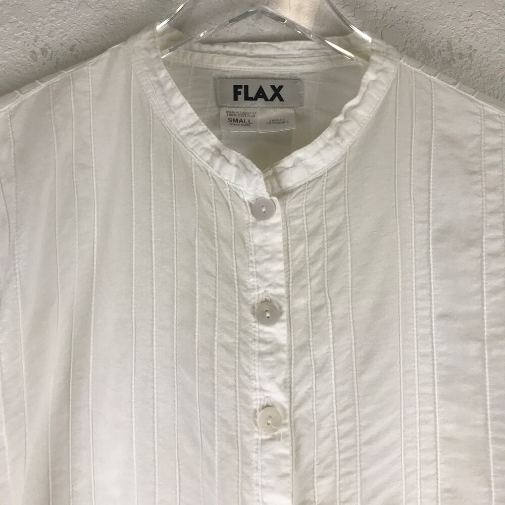 Flax 100% Cotton Long Roll-Tab Sleeve Button Front Tunic Beach Lagenlook Size S - Picture 3 of 15